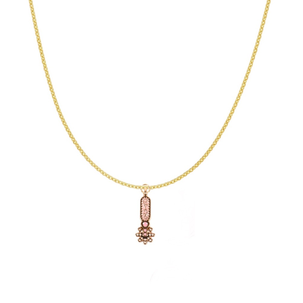 Pink Spur Gold Charm Necklace